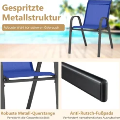 2er Set Gartenstühle stapelbar Stapelstühle aus Textilene und Metallgestell 56 x 70 x 84 cm Braun/Schwarz/Grau/Blau