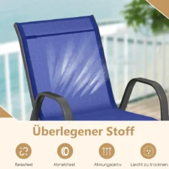 2er Set Gartenstühle stapelbar Stapelstühle aus Textilene und Metallgestell 56 x 70 x 84 cm Braun/Schwarz/Grau/Blau