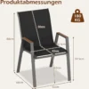 8er Set Gartenstühle Stapelstuhl Hochlehner aus Atmungsaktivem Teslin-Gewebe mit Holz Schwarz