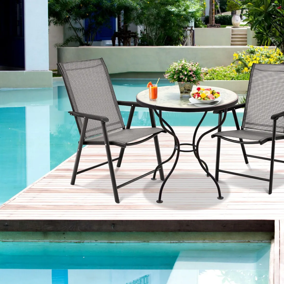 2er Set Gartenstuhl Klappstuhl Terrassenstuhl für Campingausflüge Campingstuhl klappbar Grau
