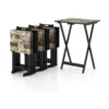 4er Set Gartentisch klappbar wetterfester Bistrotisch Outdoor aus Holz 48 x 40 x 67 cm Schwarz