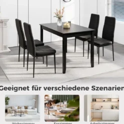 4er Set Gepolsterten Esszimmerstühlen mitRückenlehne Armlose Küchenstühle Lederstühle