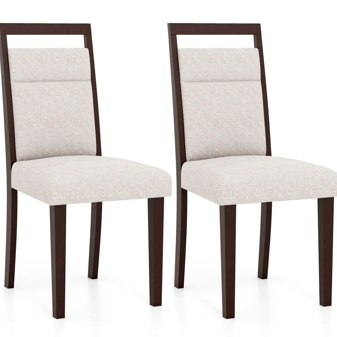 2er-Set gepolstertes Esszimmerstühle Küchenstuhl mit gepolstertem Sitz & neigbarer Rückenlehne Beige