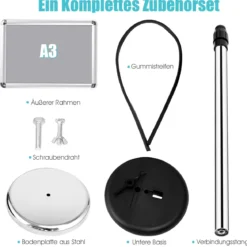 2er Set Höhenverstellbarer A3 Infoständer Drehbarer Plakatständer Kundenstopper Silber