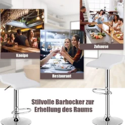 2er Set Höhenverstellbarer Barhocker mit Rückenlehne & Fußstütze 360° Drehstuhl