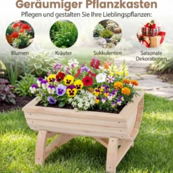 2er Set Hochbeet aus Tannenholz mit Entwässerungsloch Halbfass Blumenkasten