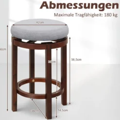 2er-Set Hocker in Thekenhöhe 66 cm Hohe Drehbare Barhocker 42 x 42 x 66 cm Grau und Braun