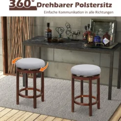 2er-Set Hocker in Thekenhöhe 66 cm Hohe Drehbare Barhocker 42 x 42 x 66 cm Grau und Braun