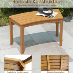 4er Set Holz Gartenbank ohne Rückenlehne Sitzbank Gebogene Holzbank Parkbank Natur