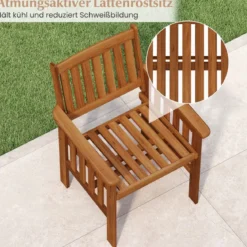 2er Set Holz Gartenstühle mit Armlehnen Balkonstühle Holzstühle Gartensessel 59 x 63 x 89 cm