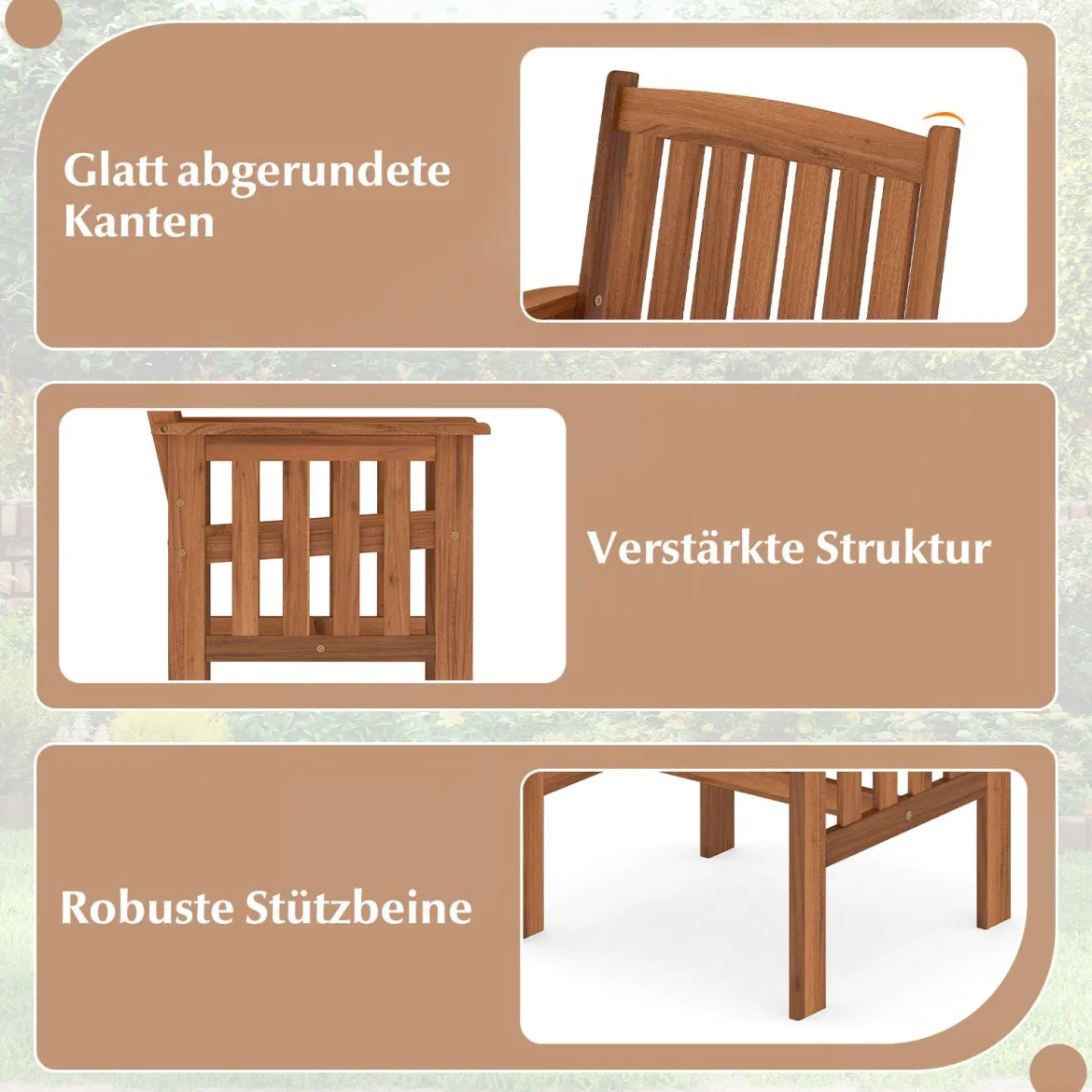 2er Set Holz Gartenstühle mit Armlehnen Balkonstühle Holzstühle Gartensessel 59 x 63 x 89 cm
