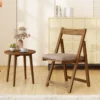 2er Set Holz Klappstühle mit Kissen Armless Stapelbare Esszimmerstühle Gepolsterte Stühle Walnuss
