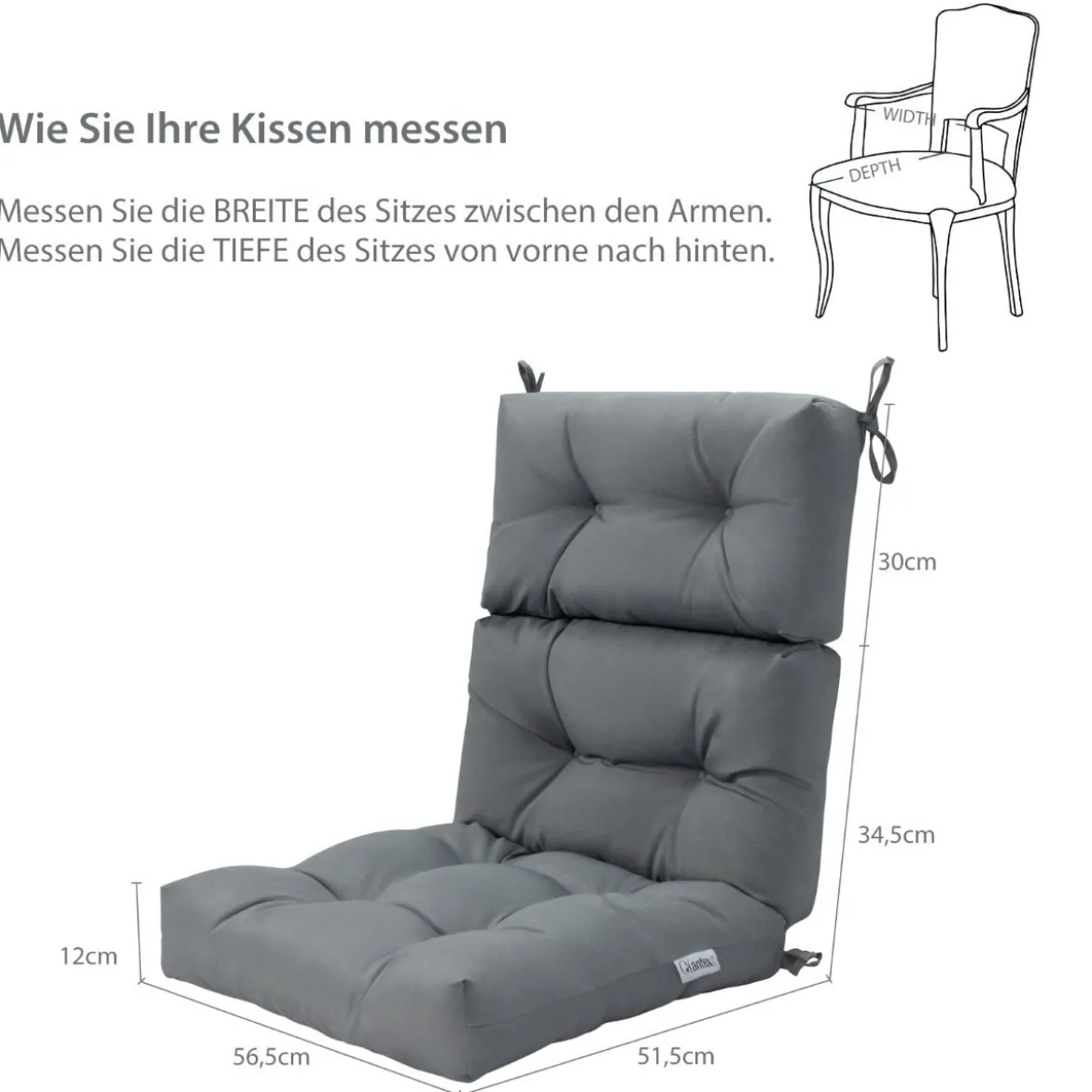 4er Set 2 in 1 Auflagen für Stuhl Bodenstuhl Sitzauflagen Polster mit Hoher Verstellbarer Rückenlehne Grau