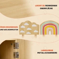 2 er Set Kinder Nachttisch Nachtschrank mit kleinem Schrank & Massivholzbeinen Beistelltisch niedlich 34 x 30 x 54 cm