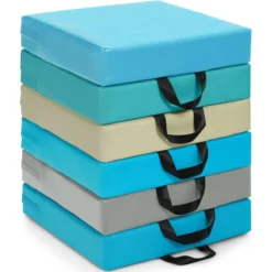 6er Set Kinder Stuhlkissen mit Griff Bodenkissen mit Reißverschluss Quadrat Hellblau