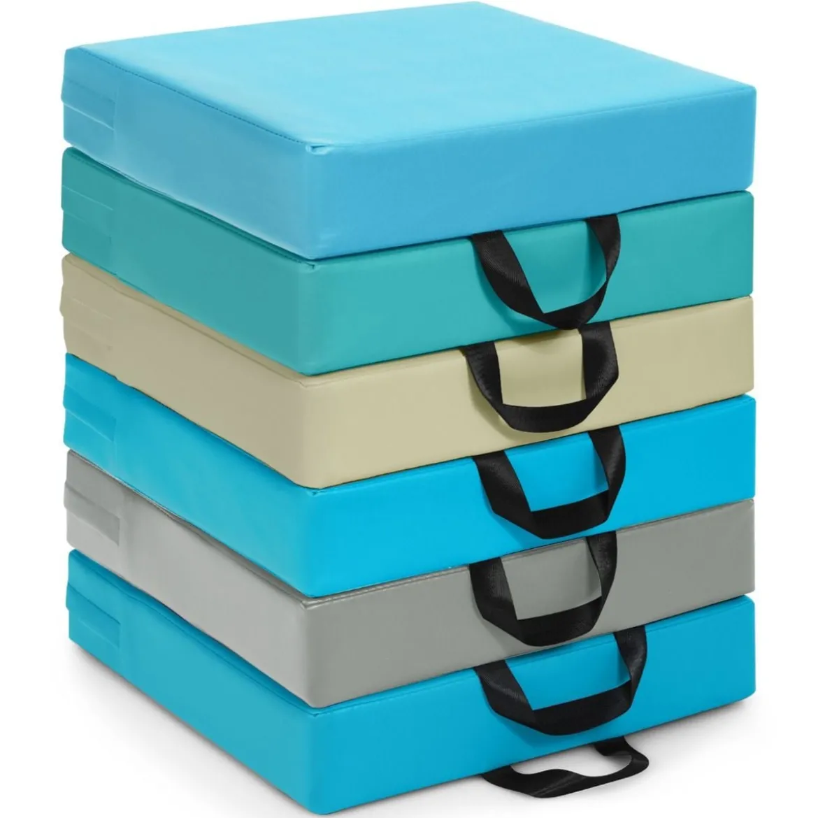 6er Set Kinder Stuhlkissen mit Griff Bodenkissen mit Reißverschluss Quadrat Hellblau