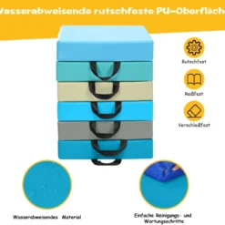 6er Set Kinder Stuhlkissen mit Griff Bodenkissen mit Reißverschluss Quadrat Hellblau