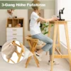 2er Set Klappbarer Barhocker aus Bambus mit Fußstütze Sitzhöhe 61 cm Natur