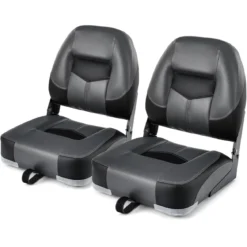 2er Set Klappbarer Bootssitz mit 11 cm Dicker Schwammpolsterung Gepolsterter Steuerstuhl Schwarz
