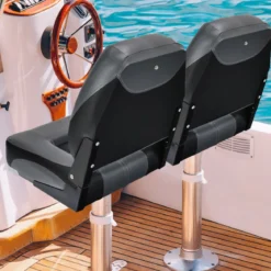 2er Set Klappbarer Bootssitz mit 11 cm Dicker Schwammpolsterung Gepolsterter Steuerstuhl Schwarz