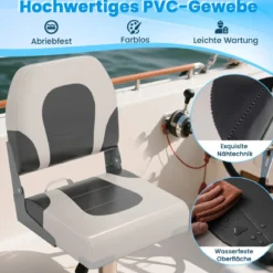 2er Set Klappbarer Bootsstuhl mit Niedriger Rückenlehne Bootssitz Gepolsterter Steuerstuhl