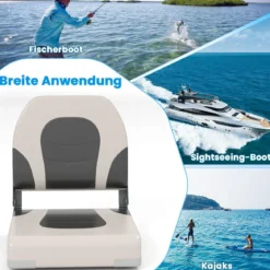 2er Set Klappbarer Bootsstuhl mit Niedriger Rückenlehne Bootssitz Gepolsterter Steuerstuhl