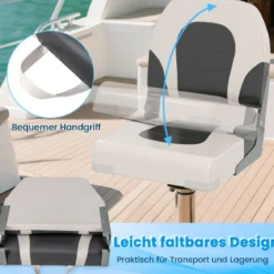2er Set Klappbarer Bootsstuhl mit Niedriger Rückenlehne Bootssitz Gepolsterter Steuerstuhl