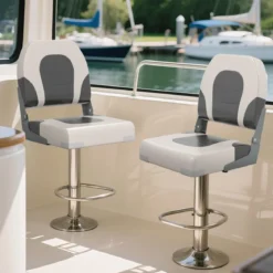 2er Set Klappbarer Bootsstuhl mit Niedriger Rückenlehne Bootssitz Gepolsterter Steuerstuhl