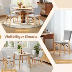 2er Set Klappbares Esszimmerstuhl armlehnlose Küchenstühle mit gepolstertem Sitz Grau