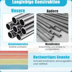 2er Set Klappbare Strandstühle mit Verstellbarer Rückenlehne Leichte Campingstühle Klappstühle