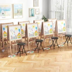 2er Set Klapphocker klappbarer Hocker mit Tragegriff, 150 kg Tragkraft für Küche Garten Schwarz