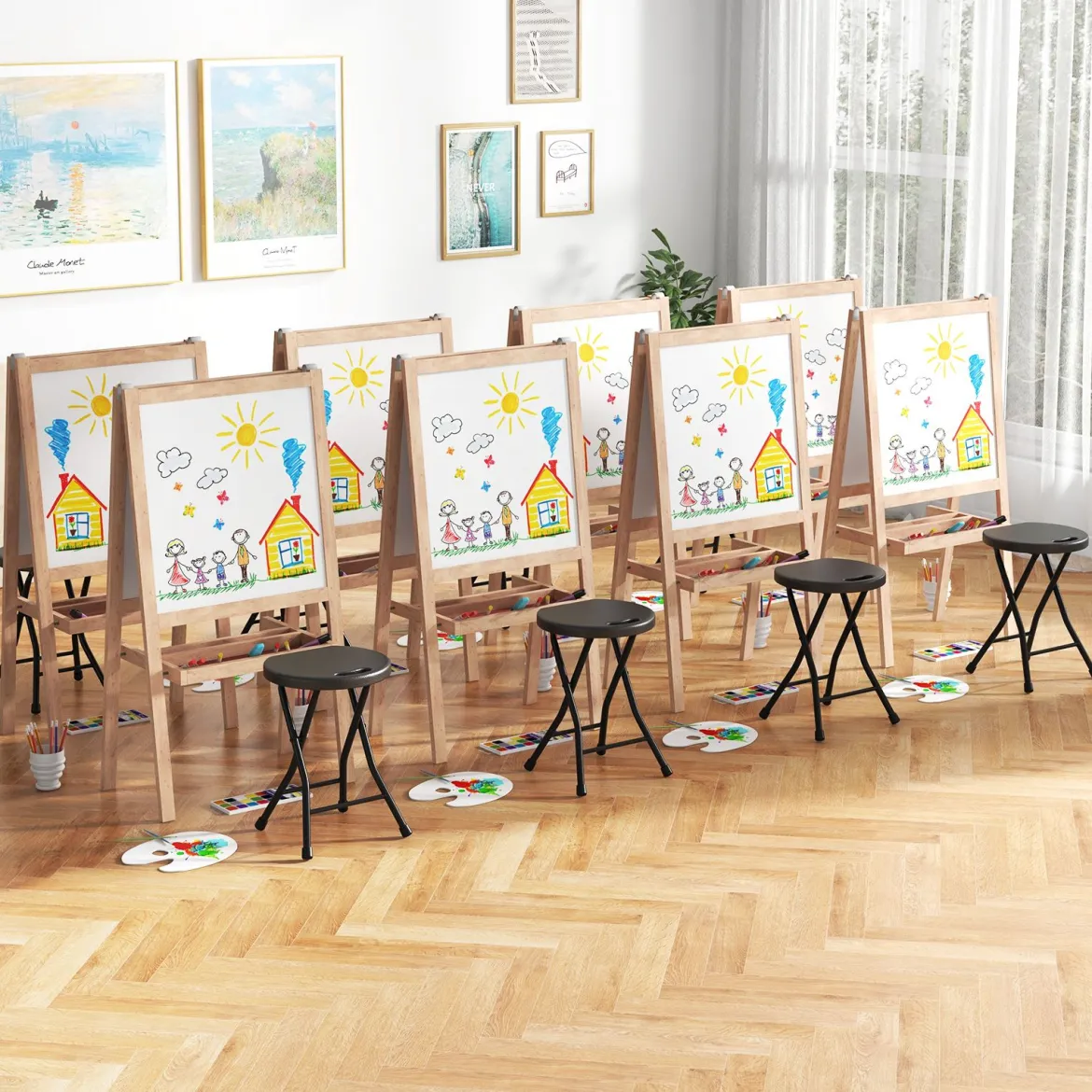 2er Set Klapphocker klappbarer Hocker mit Tragegriff, 150 kg Tragkraft für Küche Garten Schwarz