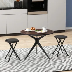 2er Set Klapphocker klappbarer Hocker mit Tragegriff, 150 kg Tragkraft für Küche Garten Schwarz