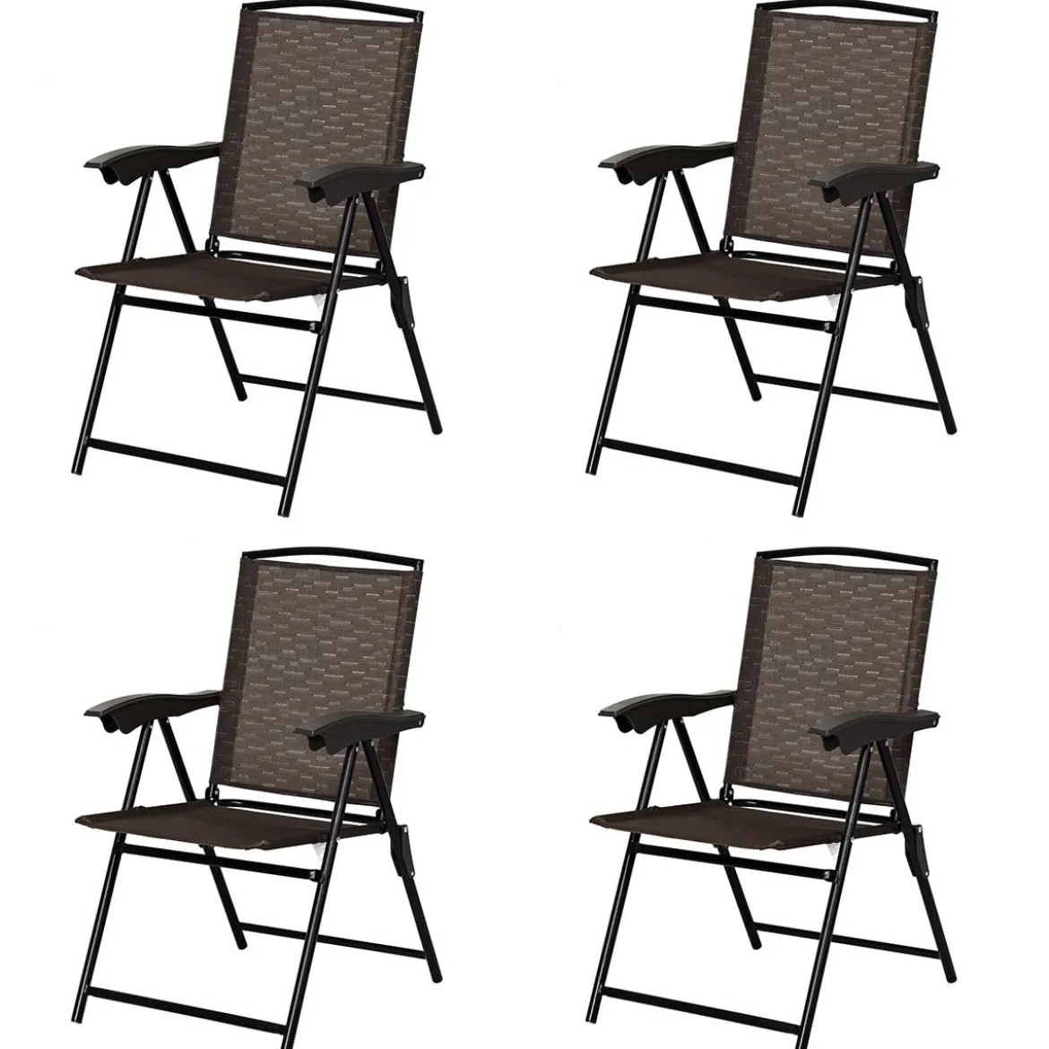 4er Set Klappstühle Hochlehner Gartenstuhl Klappsessel 69 x 54 cm x 90 cm Braun