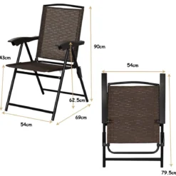 4er Set Klappstühle Hochlehner Gartenstuhl Klappsessel 69 x 54 cm x 90 cm Braun