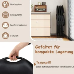 2er Set Klappstühle mit Metallrahmen Gepolsterter Gartenstuhl Kunstleder Klappbarer Campingstuhl