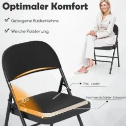 2er Set Klappstühle mit Metallrahmen Gartenstuhl Kunstleder Campingstuhl Gepolsterte Esszimmertühle
