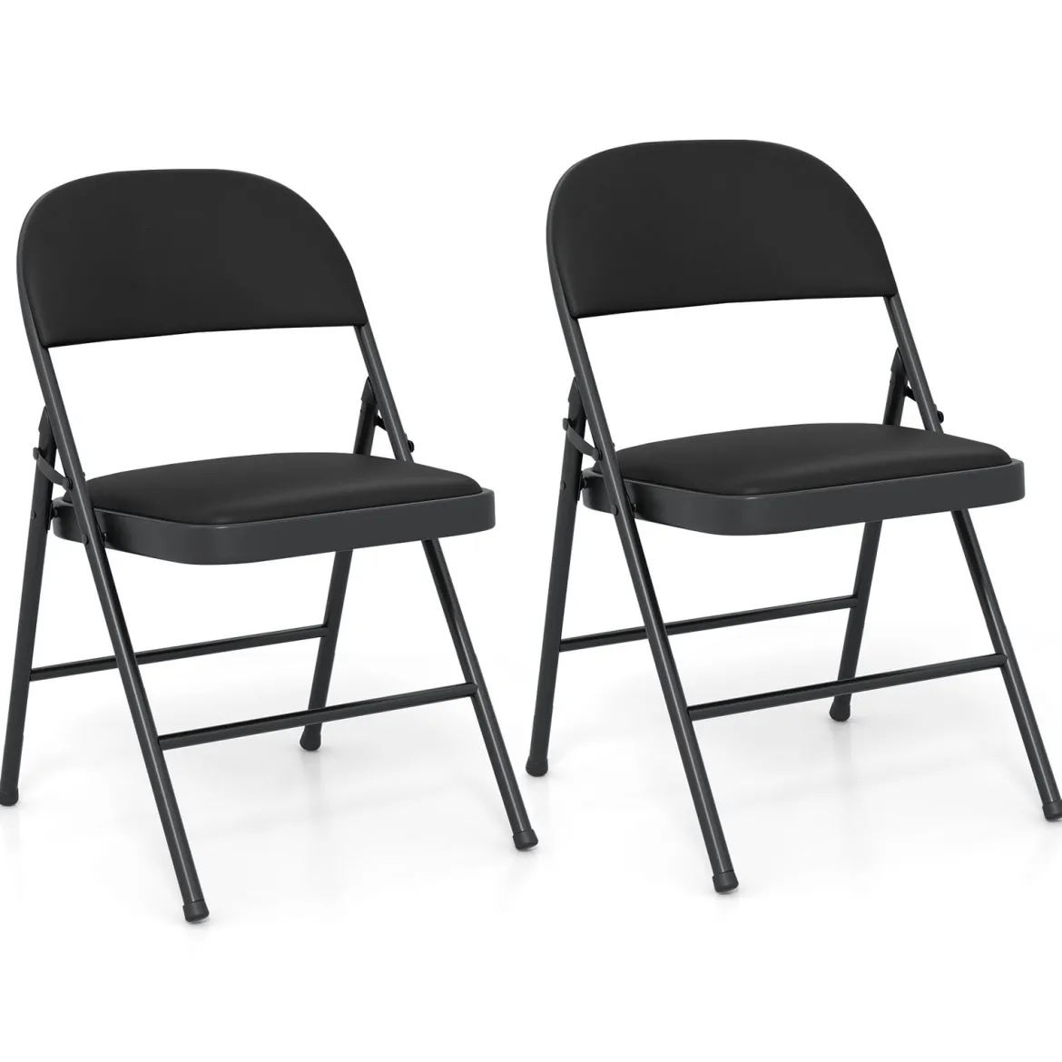 2er Set Klappstühle mit Metallrahmen Gartenstuhl Kunstleder Campingstuhl Gepolsterte Esszimmertühle
