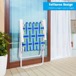 6er Set Klappstühle Strandstuhl Tragbarer Gartenstuhl für Camping mit Armlehne Blau