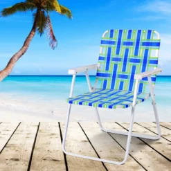 6er Set Klappstühle Strandstuhl Tragbarer Gartenstuhl für Camping mit Armlehne Blau