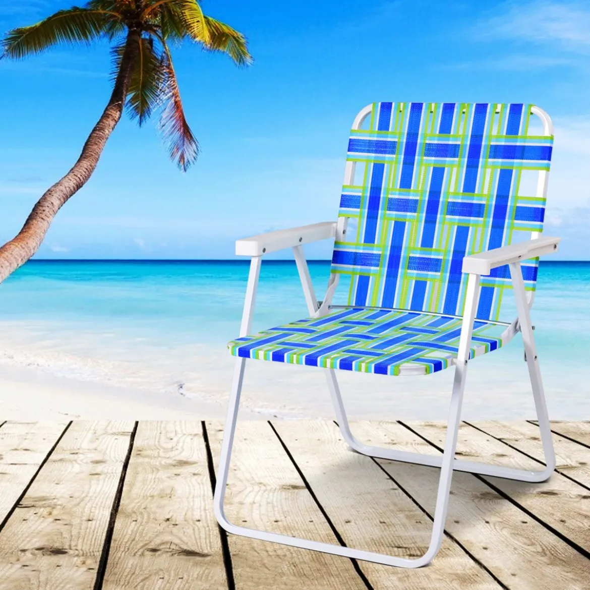 6er Set Klappstühle Strandstuhl Tragbarer Gartenstuhl für Camping mit Armlehne Blau