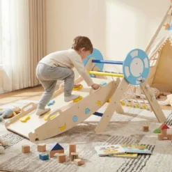3er Set Klettergerüst Klappabres Kletterdreieck mit Rutsche & Kletterbogen Seefahrer Sprossendreieck