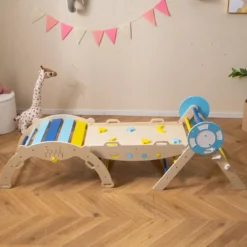 3er Set Klettergerüst Klappabres Kletterdreieck mit Rutsche & Kletterbogen Seefahrer Sprossendreieck