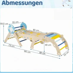 3er Set Klettergerüst Klappabres Kletterdreieck mit Rutsche & Kletterbogen Seefahrer Sprossendreieck