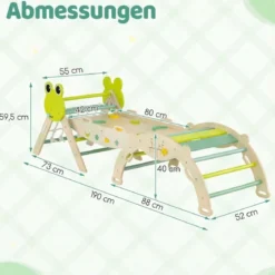 3er Set Klettergerüst Klappabres Kletterdreieck mit Kletterbogen & Rutsche Frosch Sprossendreieck