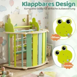 3er Set Klettergerüst Klappabres Kletterdreieck mit Kletterbogen & Rutsche Frosch Sprossendreieck
