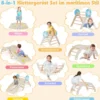 3er Set Klettergerüst mit Rutsche & Kletterbogen & Baustein Set Klappabres Kletterdreieck Natur