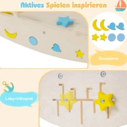 3er Set Klettergerüst mit Rutsche & Kletterbogen & Baustein Set Klappabres Kletterdreieck Natur