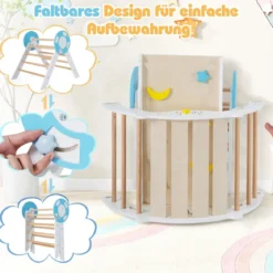 3er Set Klettergerüst mit Rutsche & Kletterbogen & Baustein Set Klappabres Kletterdreieck Weiß