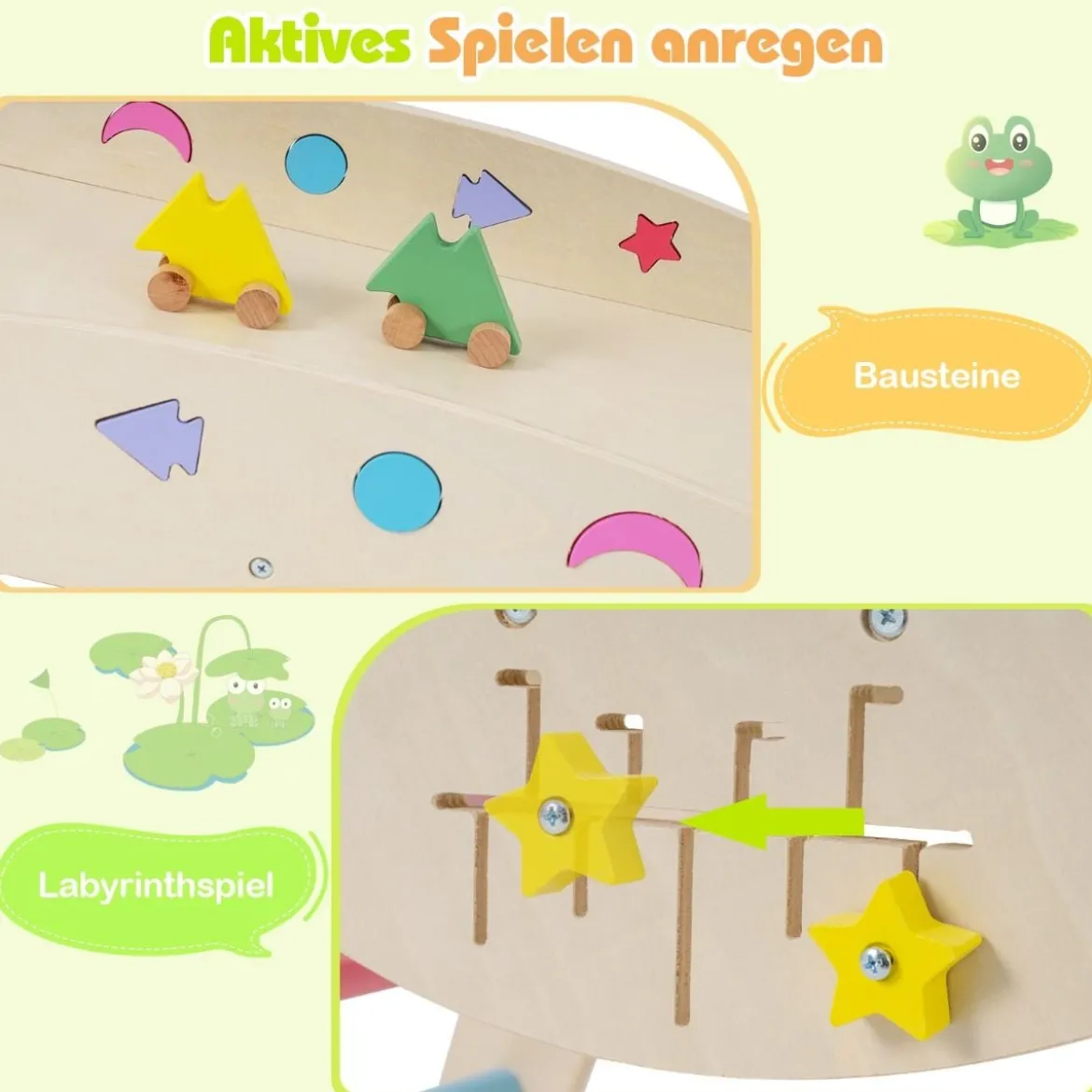 3er Set Klettergerüst mit Rutsche & Kletterbogen & Doppelseitige Rampe Kletterdreieck Mehrfarbig